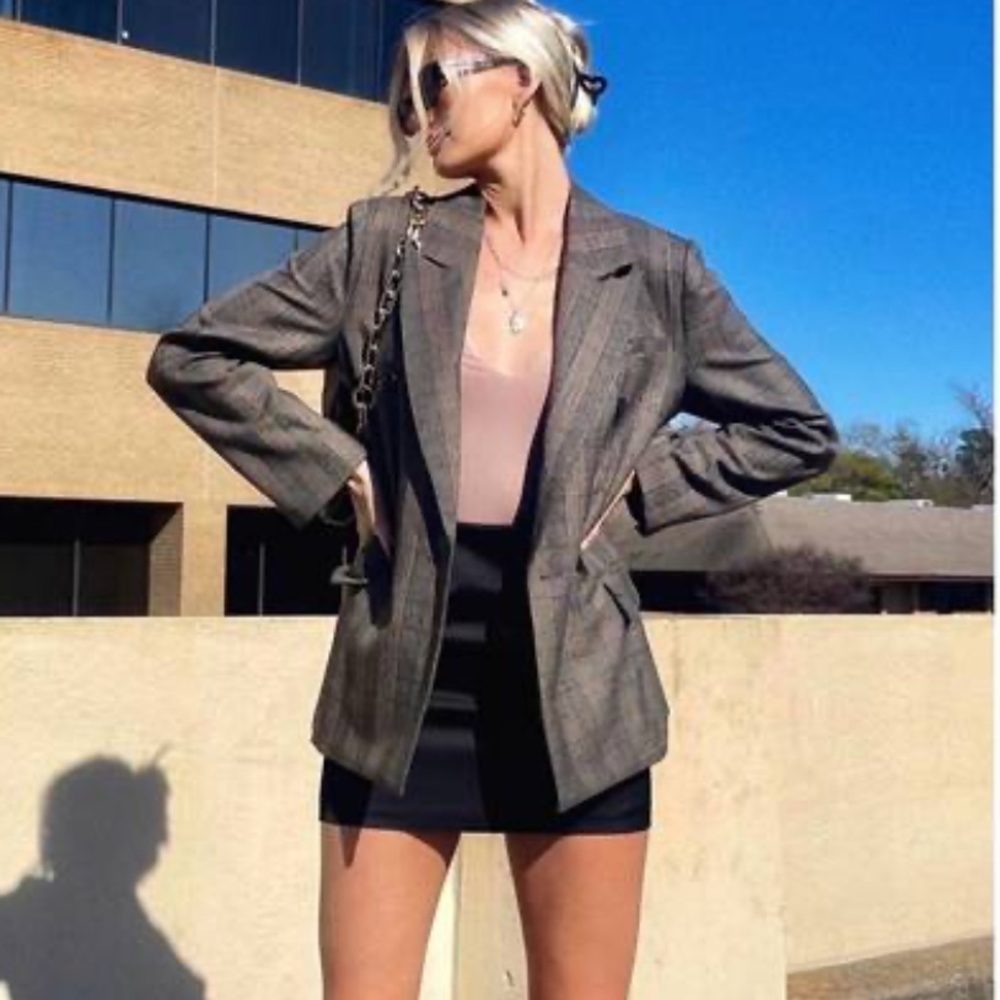 NWT By Together Blazer Oversized Plaid Double-Breasted Blazer Prince of Wales